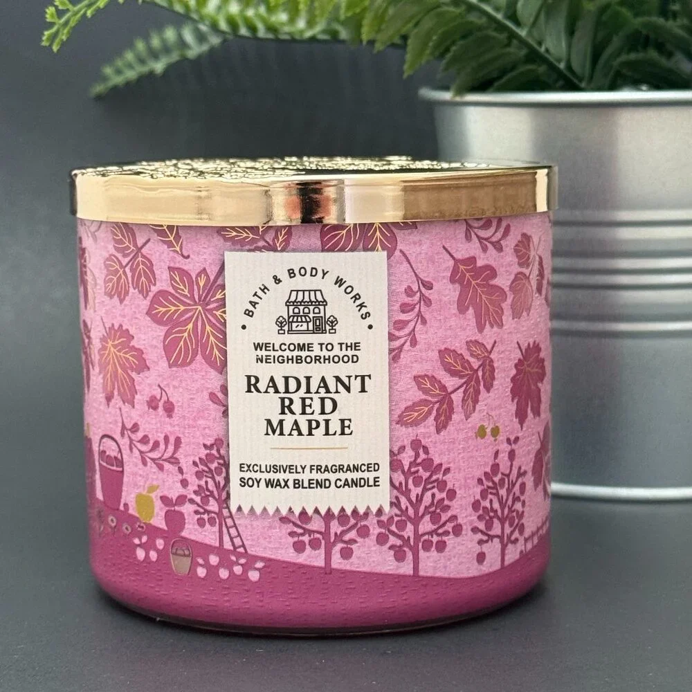 BBW Radiant Red Maple Bath & Body Works 3 Wick Candle